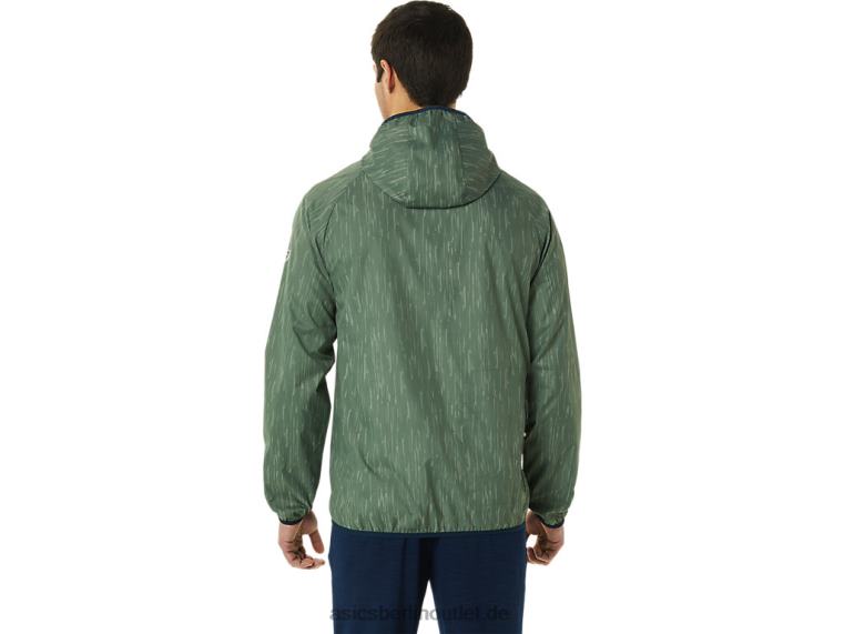 Packbare Herrenjacke BL4N793Asics Flechtengrüner Druck/Französischblau