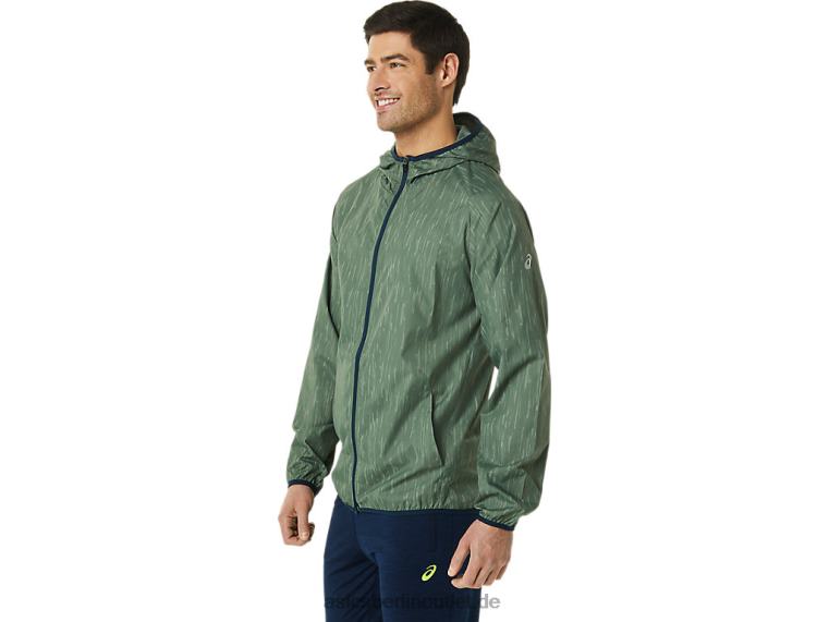 Packbare Herrenjacke BL4N793Asics Flechtengrüner Druck/Französischblau