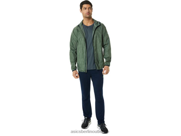 Packbare Herrenjacke BL4N793Asics Flechtengrüner Druck/Französischblau