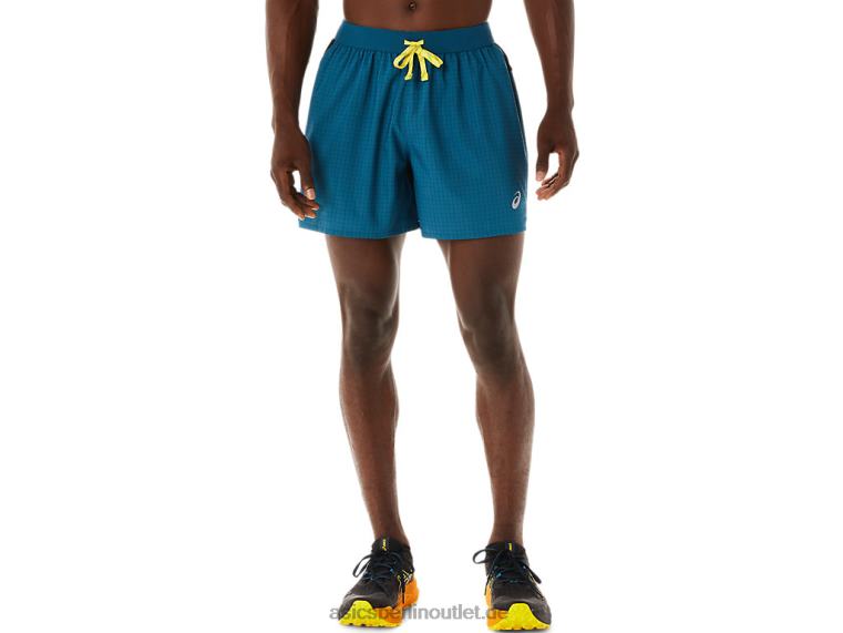 Herren-Shorts mit Fujitrail-Logo BL4N479Asics Tinte blaugrün/goldgelb
