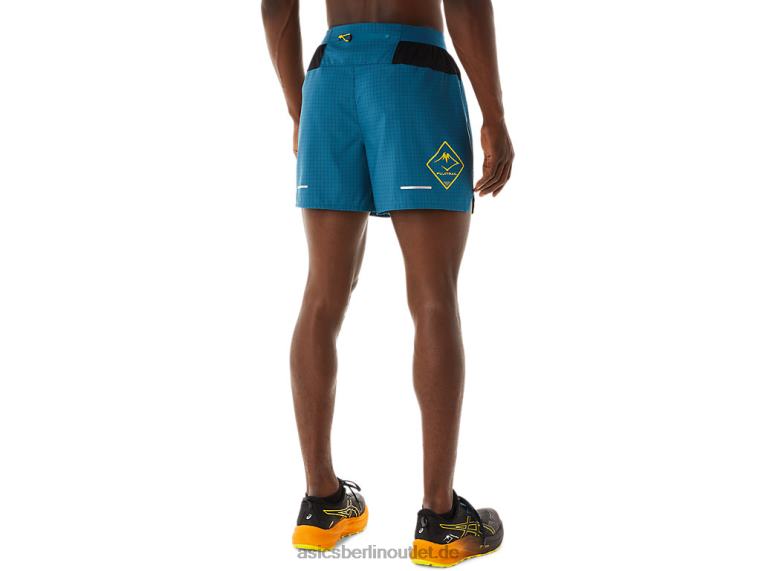 Herren-Shorts mit Fujitrail-Logo BL4N479Asics Tinte blaugrün/goldgelb