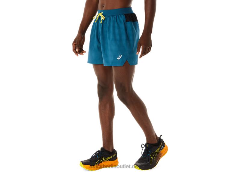 Herren-Shorts mit Fujitrail-Logo BL4N479Asics Tinte blaugrün/goldgelb