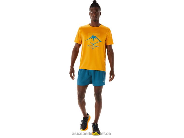 Herren-Shorts mit Fujitrail-Logo BL4N479Asics Tinte blaugrün/goldgelb
