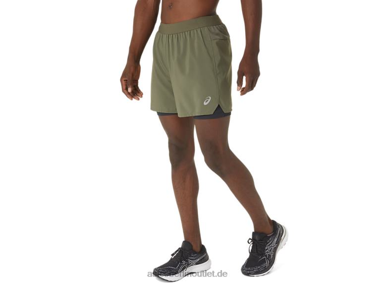 Herren-Straße 2-n-1 5 Zoll kurz BL4N1122Asics Mantelgrün/Performance-Schwarz
