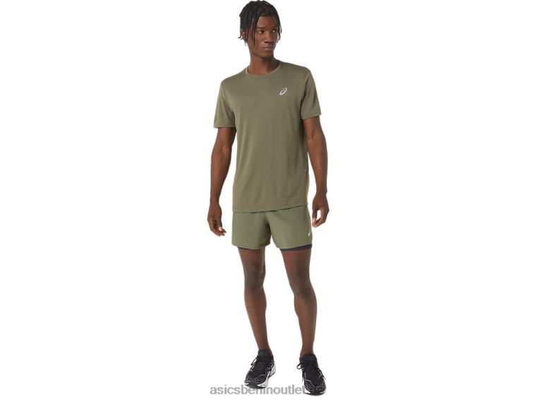 Herren-Straße 2-n-1 5 Zoll kurz BL4N1122Asics Mantelgrün/Performance-Schwarz