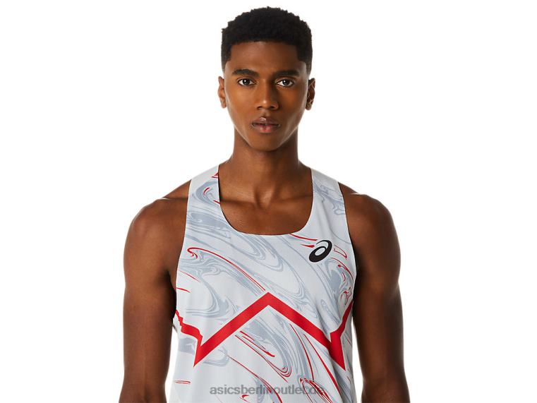CJ-Line Light Singlet für Herren BL4N276Asics Gletschergrau/Elektrorot