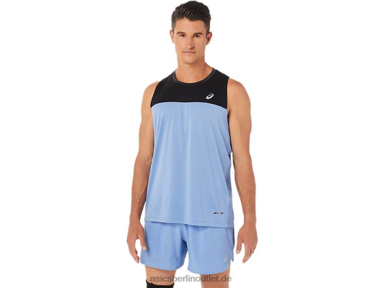 Herren-Renn-Singlet BL4N1332Asics Performance Schwarz/Blau-Harmonie