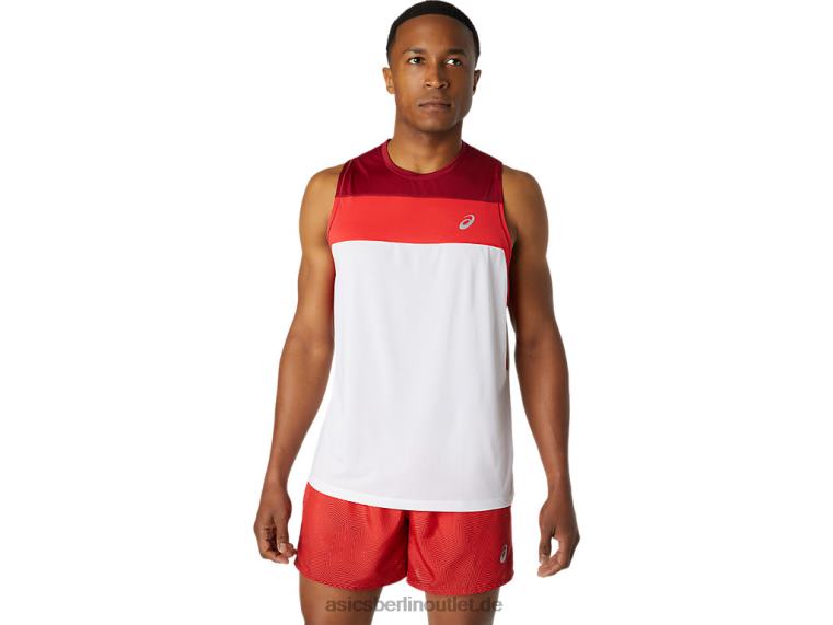Herren-Renn-Singlet BL4N1737Asics strahlendes Weiß/Burgund
