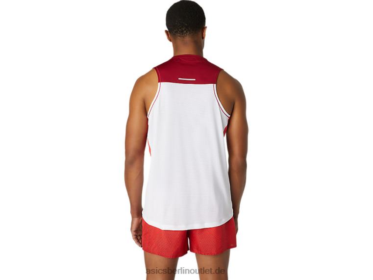 Herren-Renn-Singlet BL4N1737Asics strahlendes Weiß/Burgund