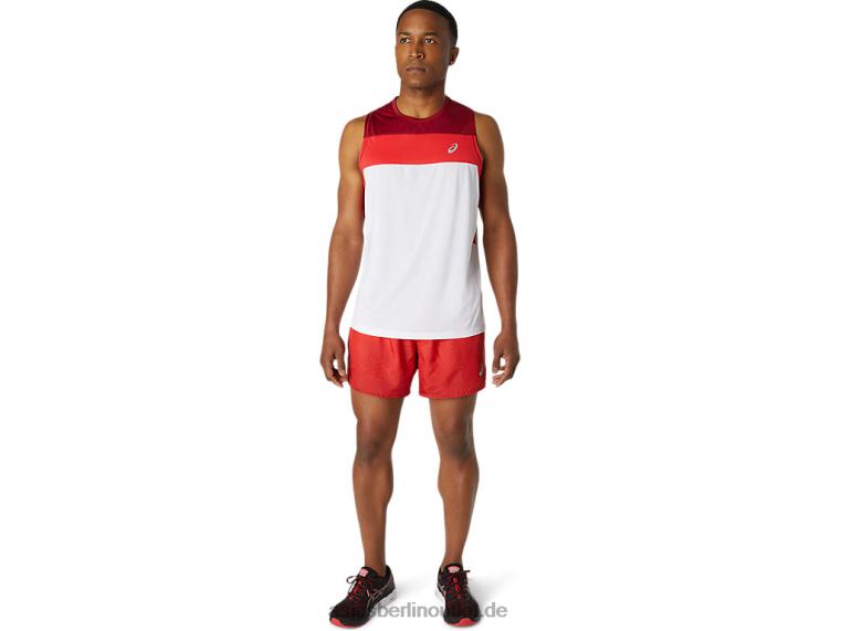 Herren-Renn-Singlet BL4N1737Asics strahlendes Weiß/Burgund