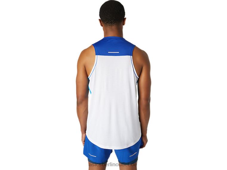 Herren-Renn-Singlet BL4N1746Asics Brillantweiß/Monacoblau