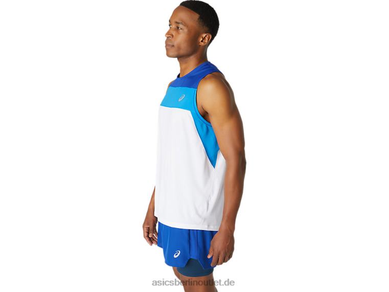 Herren-Renn-Singlet BL4N1746Asics Brillantweiß/Monacoblau
