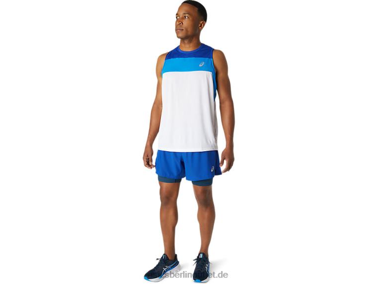 Herren-Renn-Singlet BL4N1746Asics Brillantweiß/Monacoblau