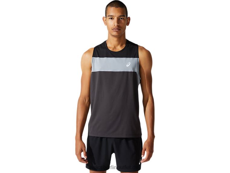 Herren-Renn-Singlet BL4N1982Asics Graphitgrau/Performance-Schwarz