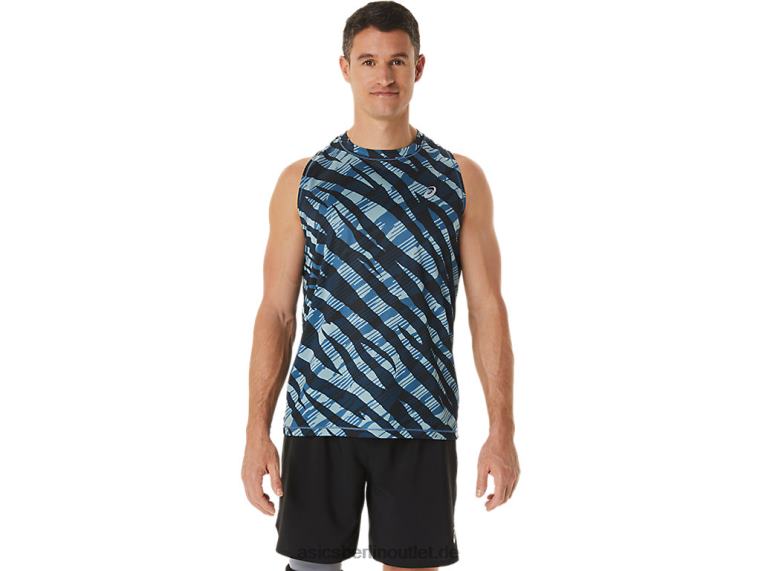 Wildes Camo-Unterhemd für Herren BL4N1113Asics Azurblau/Performance-Schwarz