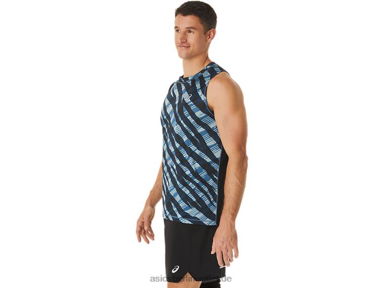 Wildes Camo-Unterhemd für Herren BL4N1113Asics Azurblau/Performance-Schwarz