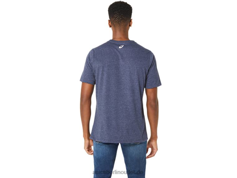 Blaues Unisex-Jeansmile-Crew-T-Shirt BL4N25Asics Peacoat-Heidekraut
