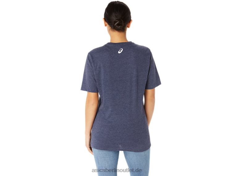 Blaues Unisex-Jeansmile-Crew-T-Shirt BL4N25Asics Peacoat-Heidekraut