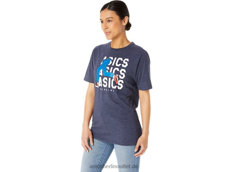 Blaues Unisex-Jeansmile-Crew-T-Shirt BL4N25Asics Peacoat-Heidekraut