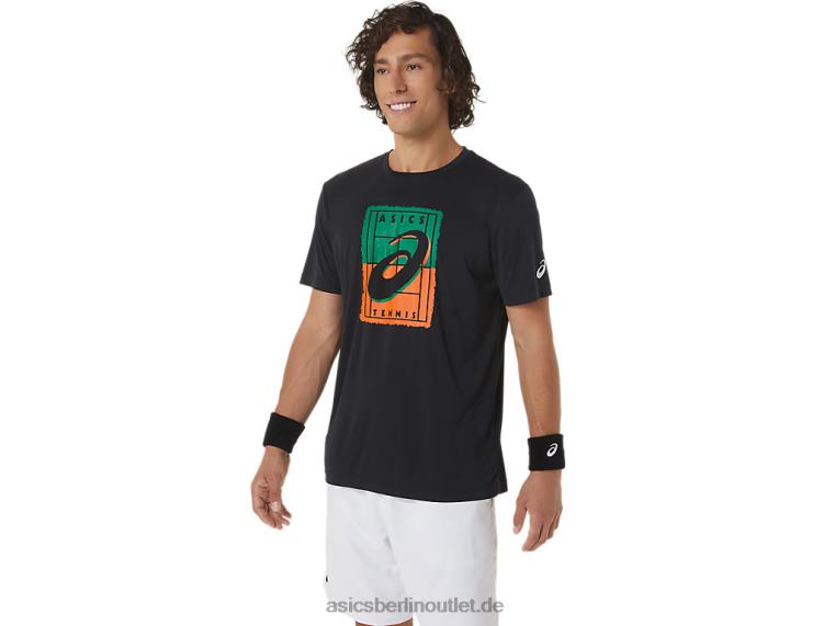 Court GS Grafik-T-Shirt für Herren BL4N450Asics Leistung schwarz