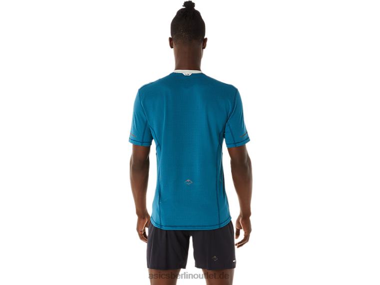 Fujitrail-Kurzarmoberteil für Herren BL4N465Asics Tinte blaugrün/heller Salbei
