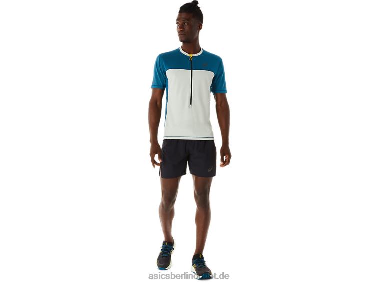 Fujitrail-Kurzarmoberteil für Herren BL4N465Asics Tinte blaugrün/heller Salbei
