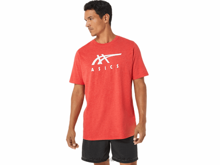 Gestreiftes Kurzarm-T-Shirt BL4N1255Asics klassisches rotes Heidekraut