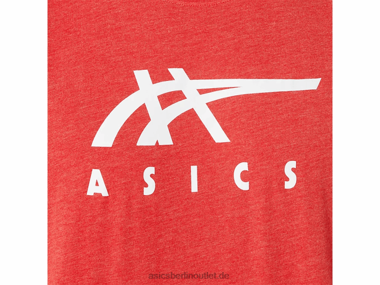 Gestreiftes Kurzarm-T-Shirt BL4N1255Asics klassisches rotes Heidekraut
