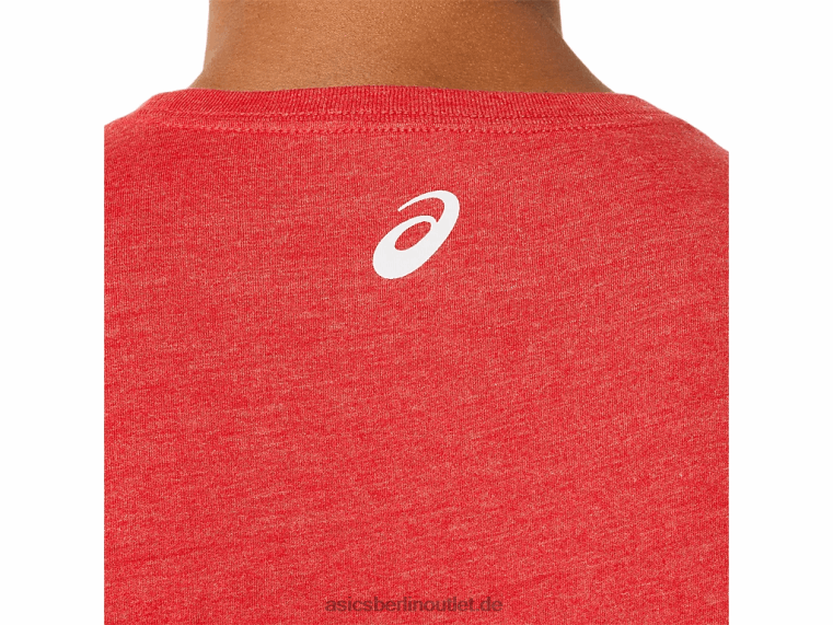 Gestreiftes Kurzarm-T-Shirt BL4N1255Asics klassisches rotes Heidekraut