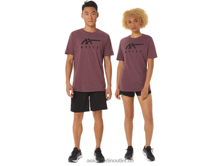 Gestreiftes Kurzarm-T-Shirt BL4N1643Asics tiefes Marsheidekraut