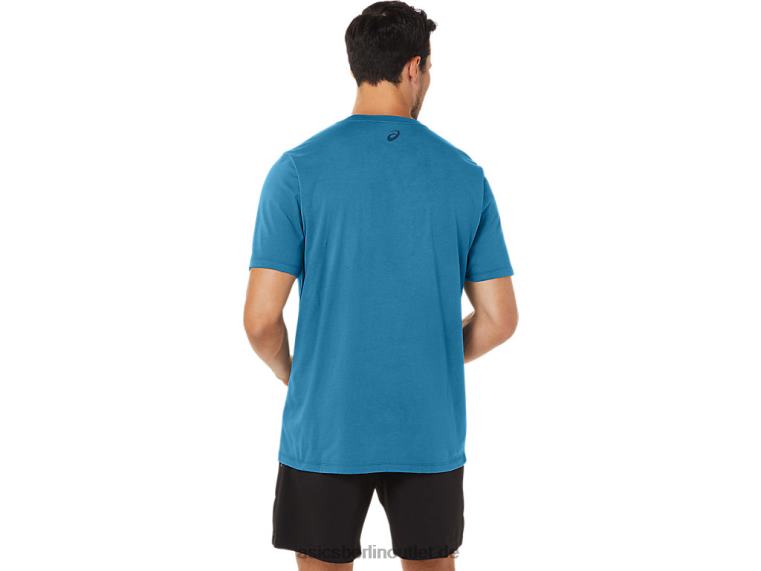 Gestreiftes Kurzarm-T-Shirt BL4N166Asics Inselblaues Heidekraut