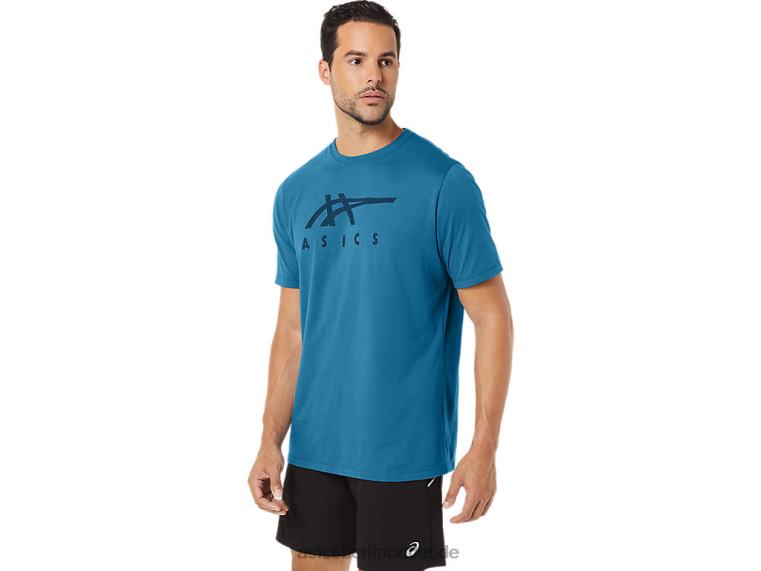Gestreiftes Kurzarm-T-Shirt BL4N166Asics Inselblaues Heidekraut