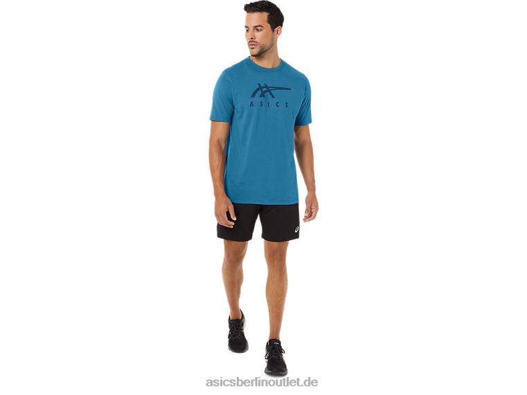 Gestreiftes Kurzarm-T-Shirt BL4N166Asics Inselblaues Heidekraut