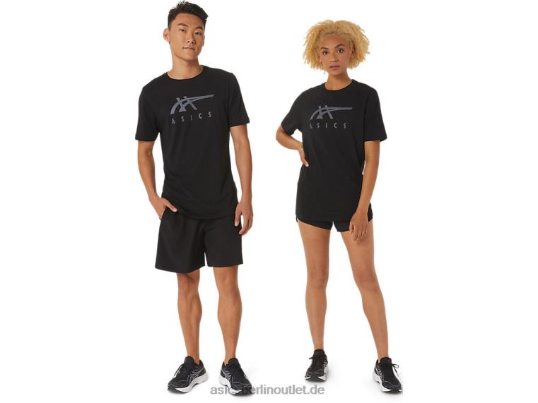 Gestreiftes Kurzarm-T-Shirt BL4N1716Asics Leistung schwarz