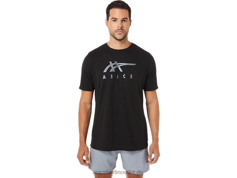 Gestreiftes Kurzarm-T-Shirt BL4N1716Asics Leistung schwarz