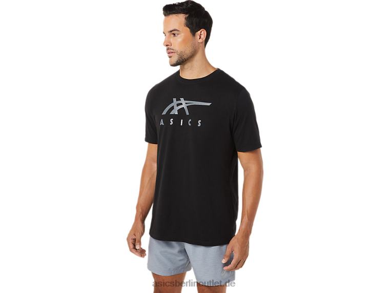 Gestreiftes Kurzarm-T-Shirt BL4N1716Asics Leistung schwarz