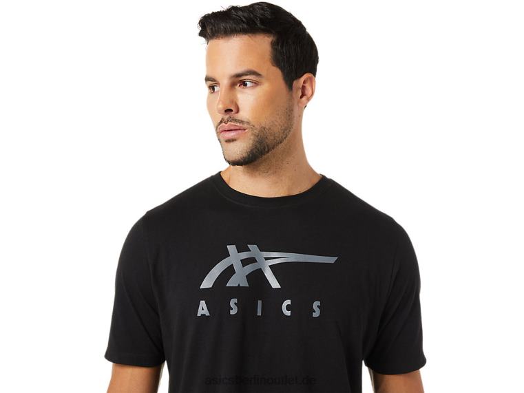 Gestreiftes Kurzarm-T-Shirt BL4N1716Asics Leistung schwarz