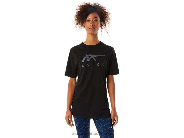 Gestreiftes Kurzarm-T-Shirt BL4N1716Asics Leistung schwarz