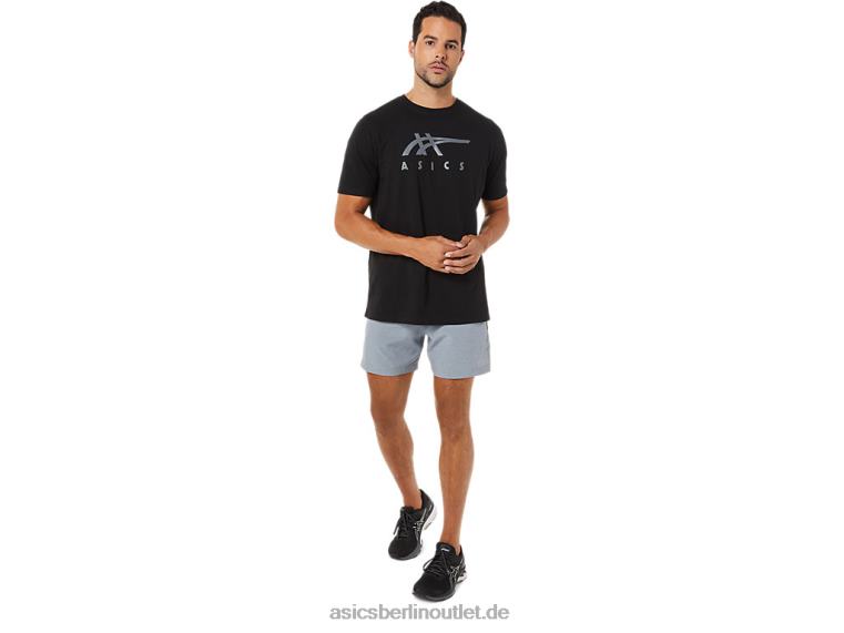 Gestreiftes Kurzarm-T-Shirt BL4N1716Asics Leistung schwarz