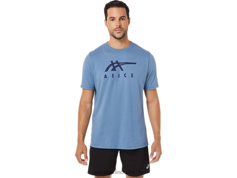 Gestreiftes Kurzarm-T-Shirt BL4N1743Asics Sturmblau