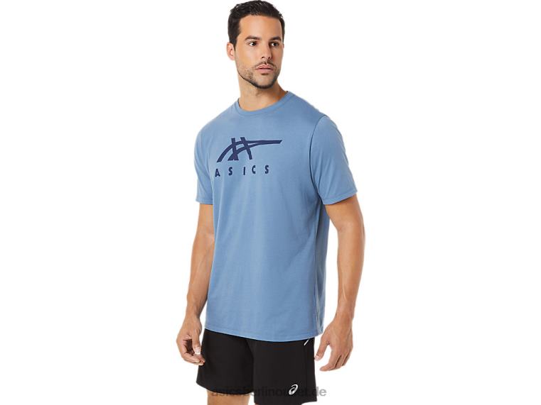 Gestreiftes Kurzarm-T-Shirt BL4N1743Asics Sturmblau