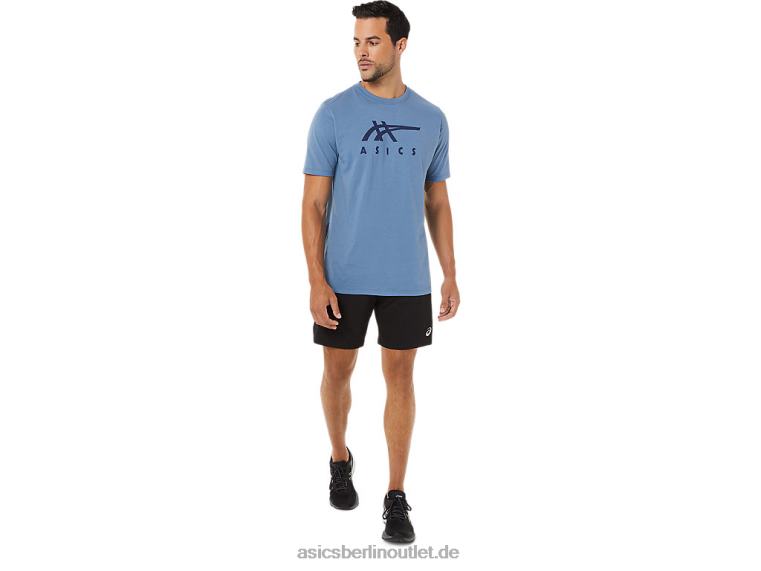 Gestreiftes Kurzarm-T-Shirt BL4N1743Asics Sturmblau