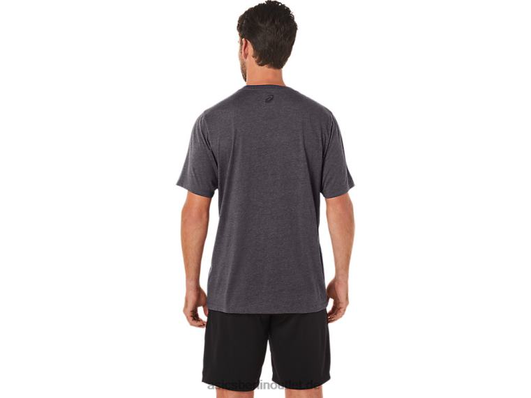 Gestreiftes Kurzarm-T-Shirt BL4N19Asics dunkelgraues Heidekraut