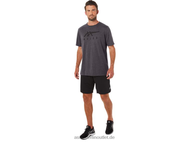 Gestreiftes Kurzarm-T-Shirt BL4N19Asics dunkelgraues Heidekraut