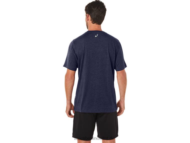 Gestreiftes Kurzarm-T-Shirt BL4N23Asics Peacoat-Heidekraut