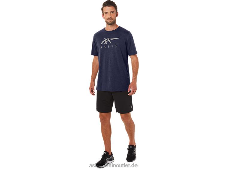 Gestreiftes Kurzarm-T-Shirt BL4N23Asics Peacoat-Heidekraut