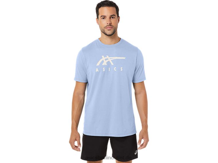 Gestreiftes Kurzarm-T-Shirt BL4N28Asics weicher Himmel