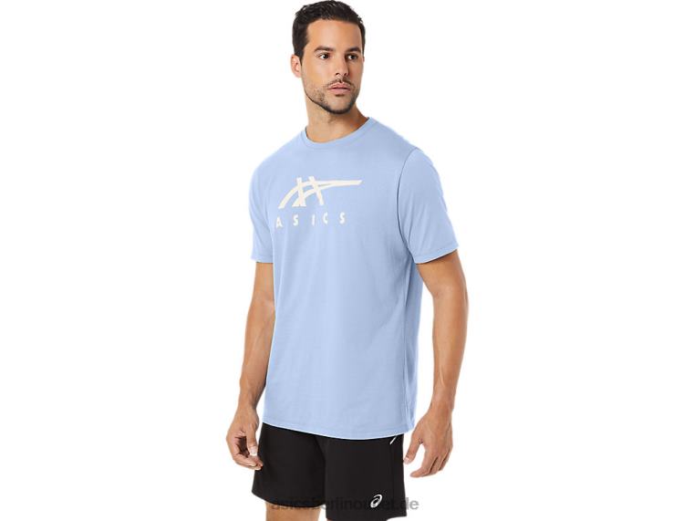Gestreiftes Kurzarm-T-Shirt BL4N28Asics weicher Himmel
