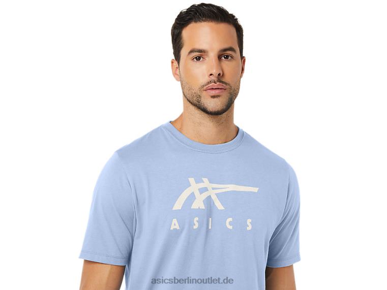 Gestreiftes Kurzarm-T-Shirt BL4N28Asics weicher Himmel