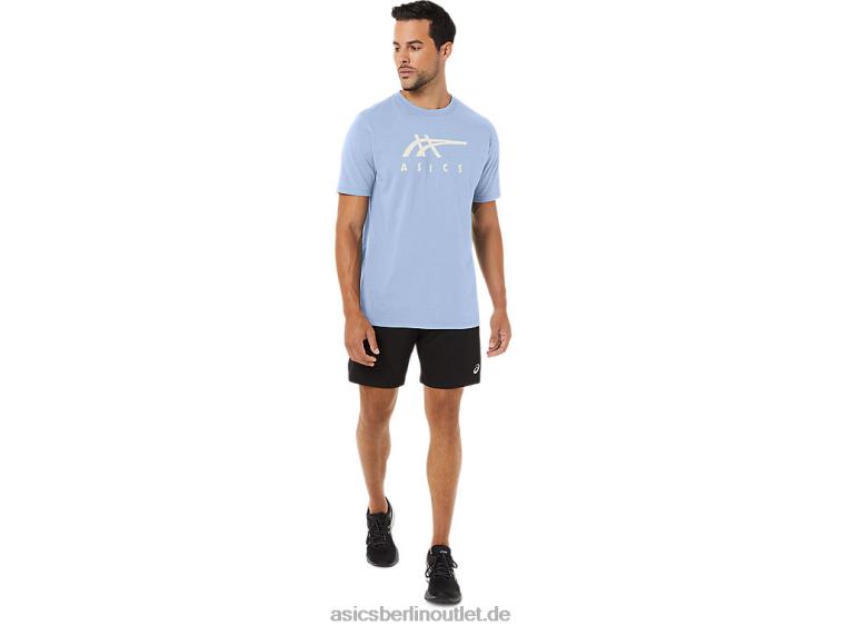 Gestreiftes Kurzarm-T-Shirt BL4N28Asics weicher Himmel